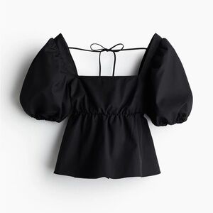 H&M TIE-DETAIL PUFF-SLEEVED BLOUSE